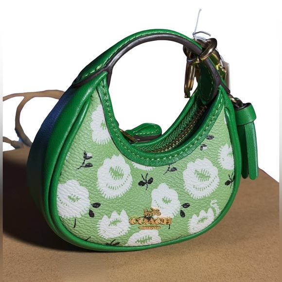 Coach Mini Carmen Bag Charm with Floral Print NEW WITH TAG,TISSUE & COACH BAG! - Picture 3 of 5